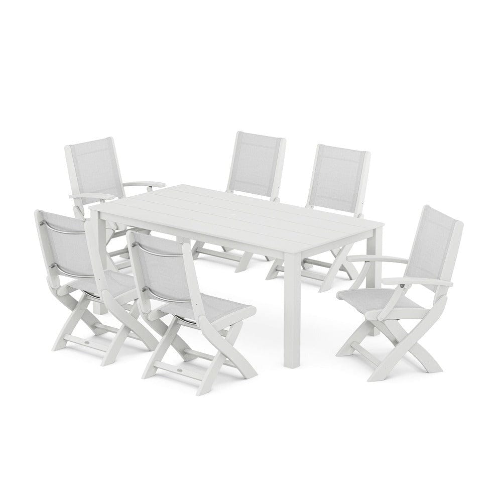 POLYWOOD® - Coastal Folding Chair 7-Piece Parsons Dining Set - PWS2270 Outdoor Furniture POLYWOOD®