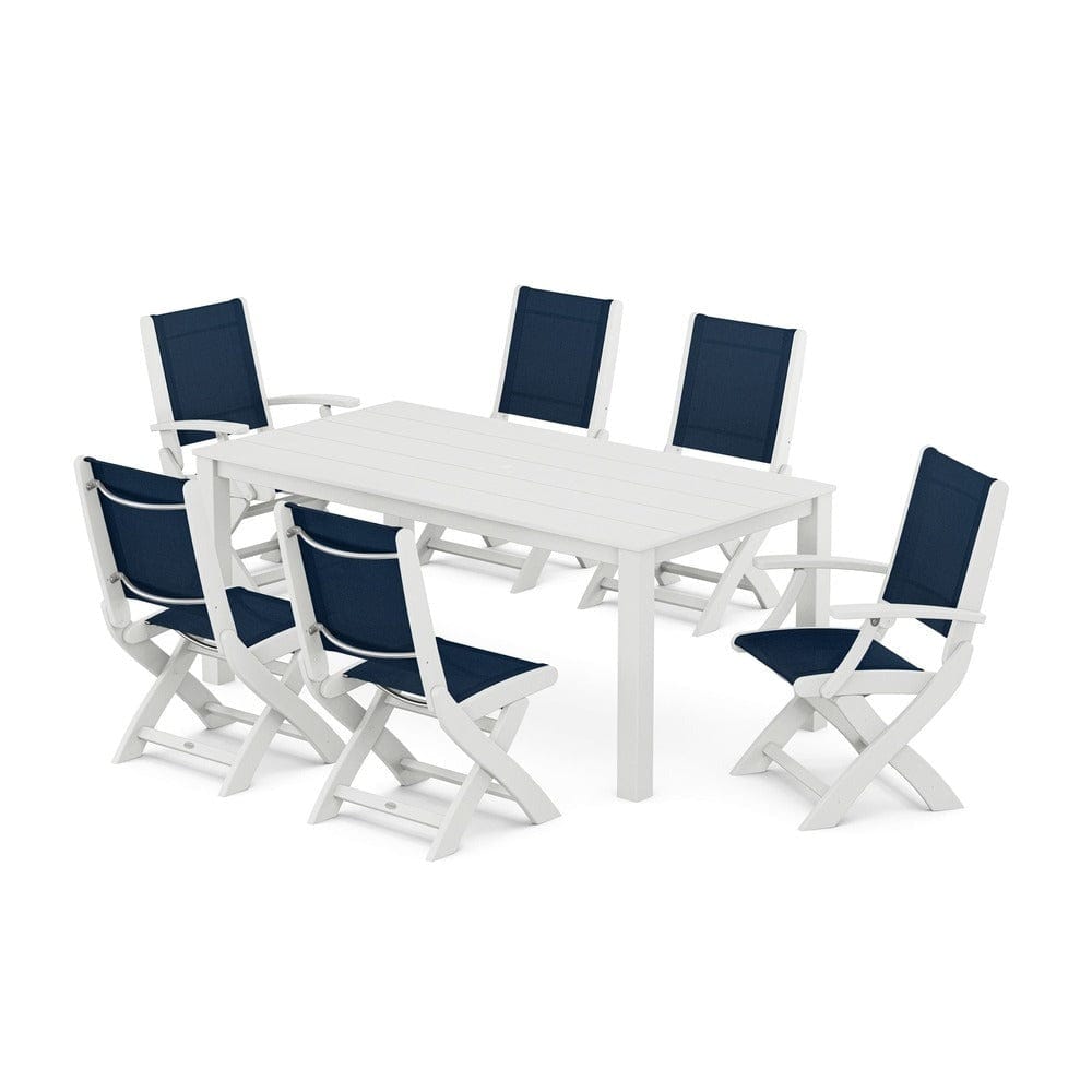 POLYWOOD® - Coastal Folding Chair 7-Piece Parsons Dining Set - PWS2270