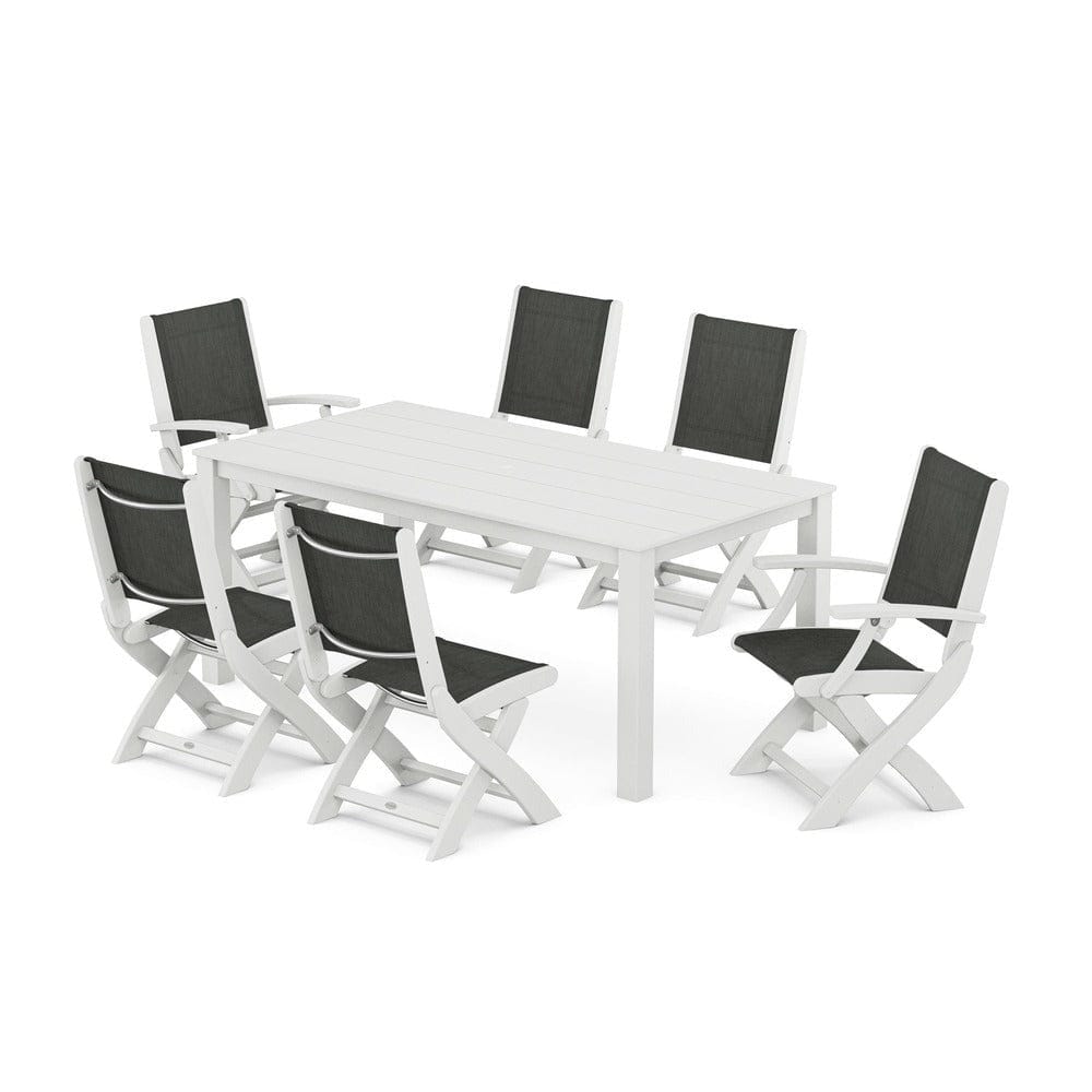 POLYWOOD® - Coastal Folding Chair 7-Piece Parsons Dining Set - PWS2270