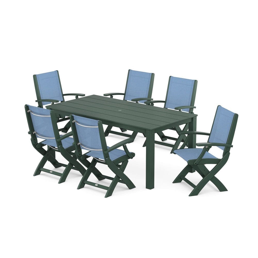 POLYWOOD® - Coastal Folding Chair 7-Piece Parsons Dining Set - PWS2271