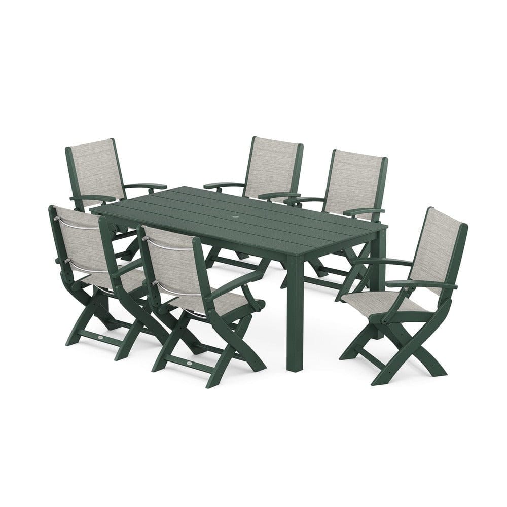 POLYWOOD® - Coastal Folding Chair 7-Piece Parsons Dining Set - PWS2271 Outdoor Furniture POLYWOOD®