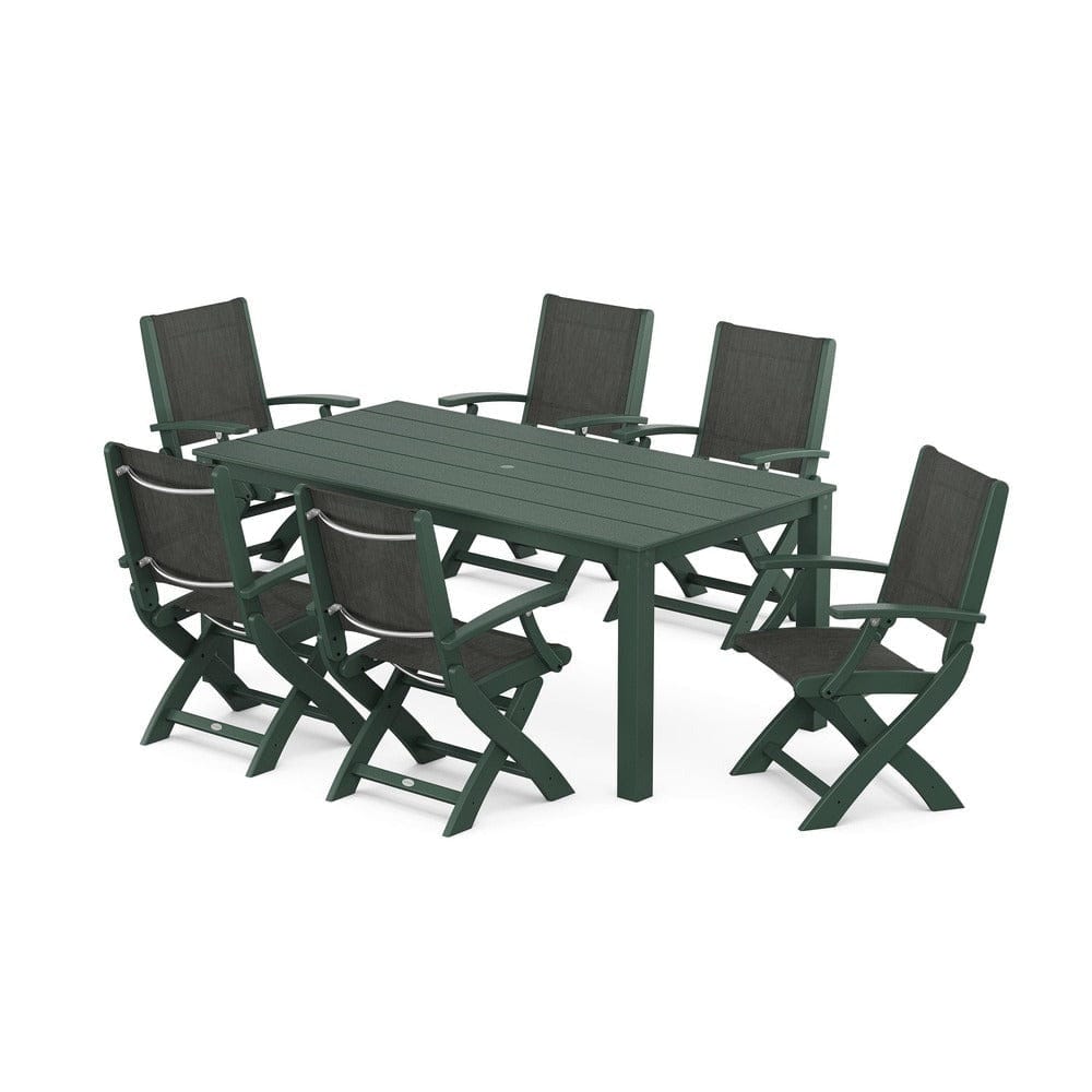 POLYWOOD® - Coastal Folding Chair 7-Piece Parsons Dining Set - PWS2271 Outdoor Furniture POLYWOOD®