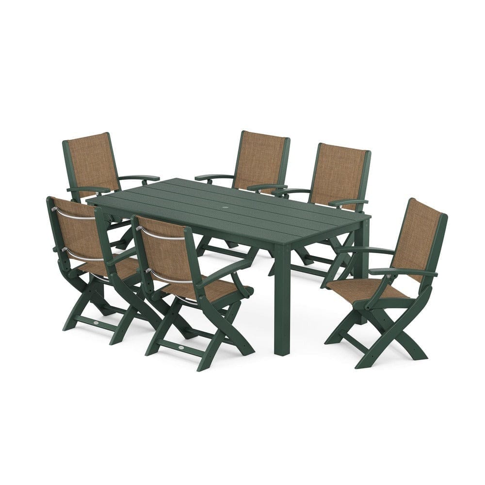POLYWOOD® - Coastal Folding Chair 7-Piece Parsons Dining Set - PWS2271 Outdoor Furniture POLYWOOD®