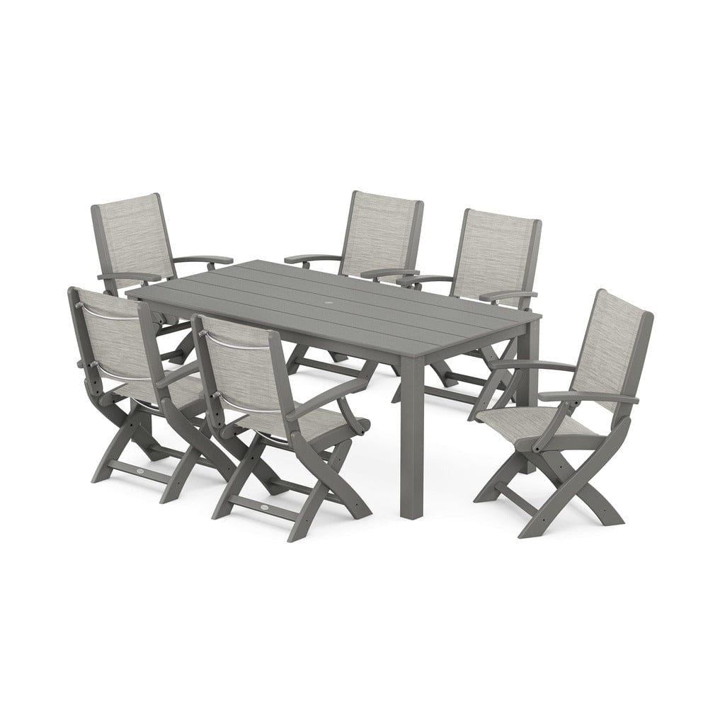 POLYWOOD® - Coastal Folding Chair 7-Piece Parsons Dining Set - PWS2271