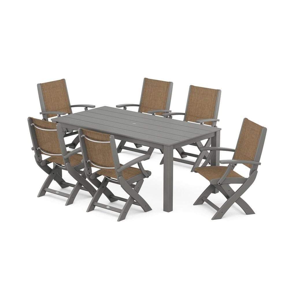 POLYWOOD® - Coastal Folding Chair 7-Piece Parsons Dining Set - PWS2271