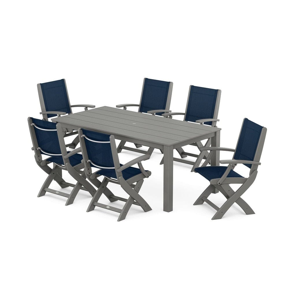 POLYWOOD® - Coastal Folding Chair 7-Piece Parsons Dining Set - PWS2271