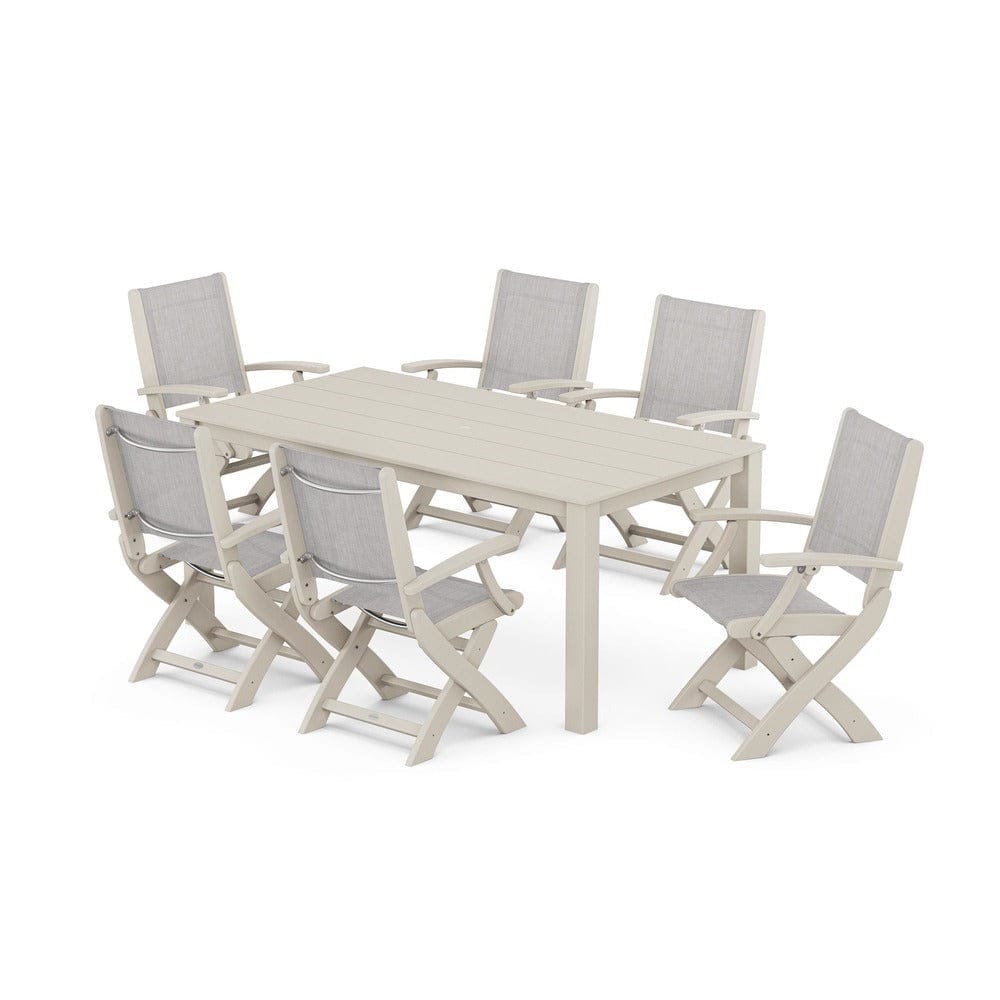 POLYWOOD® - Coastal Folding Chair 7-Piece Parsons Dining Set - PWS2271 Outdoor Furniture POLYWOOD®