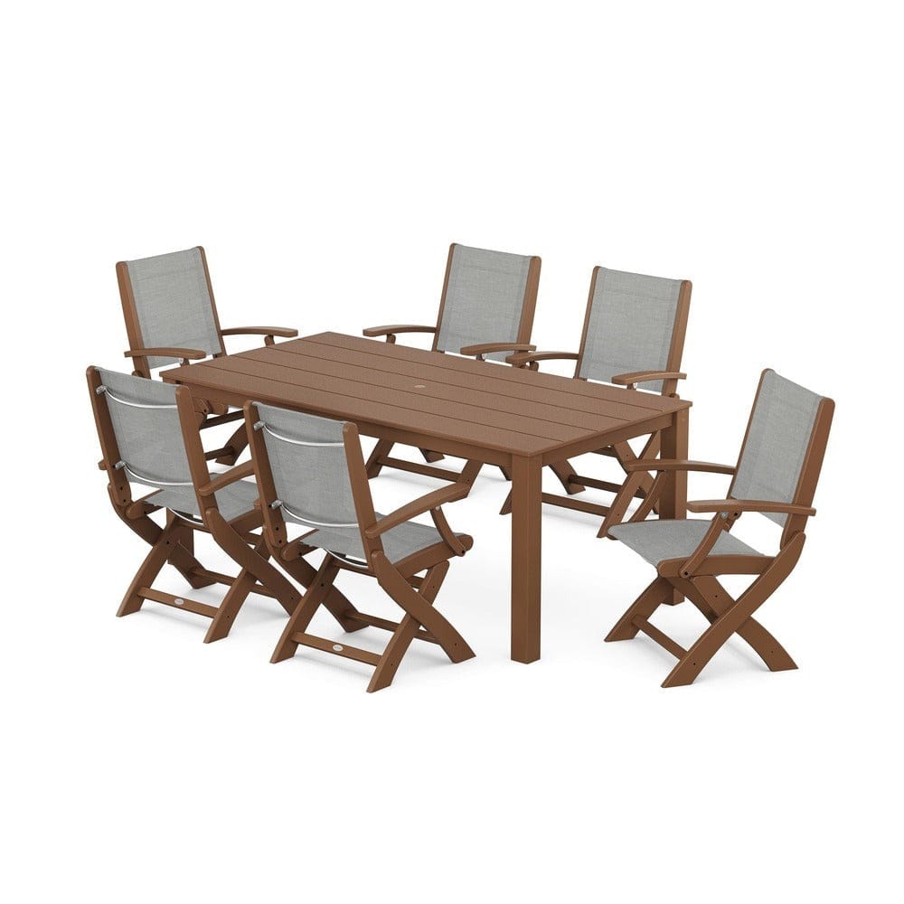 POLYWOOD® - Coastal Folding Chair 7-Piece Parsons Dining Set - PWS2271