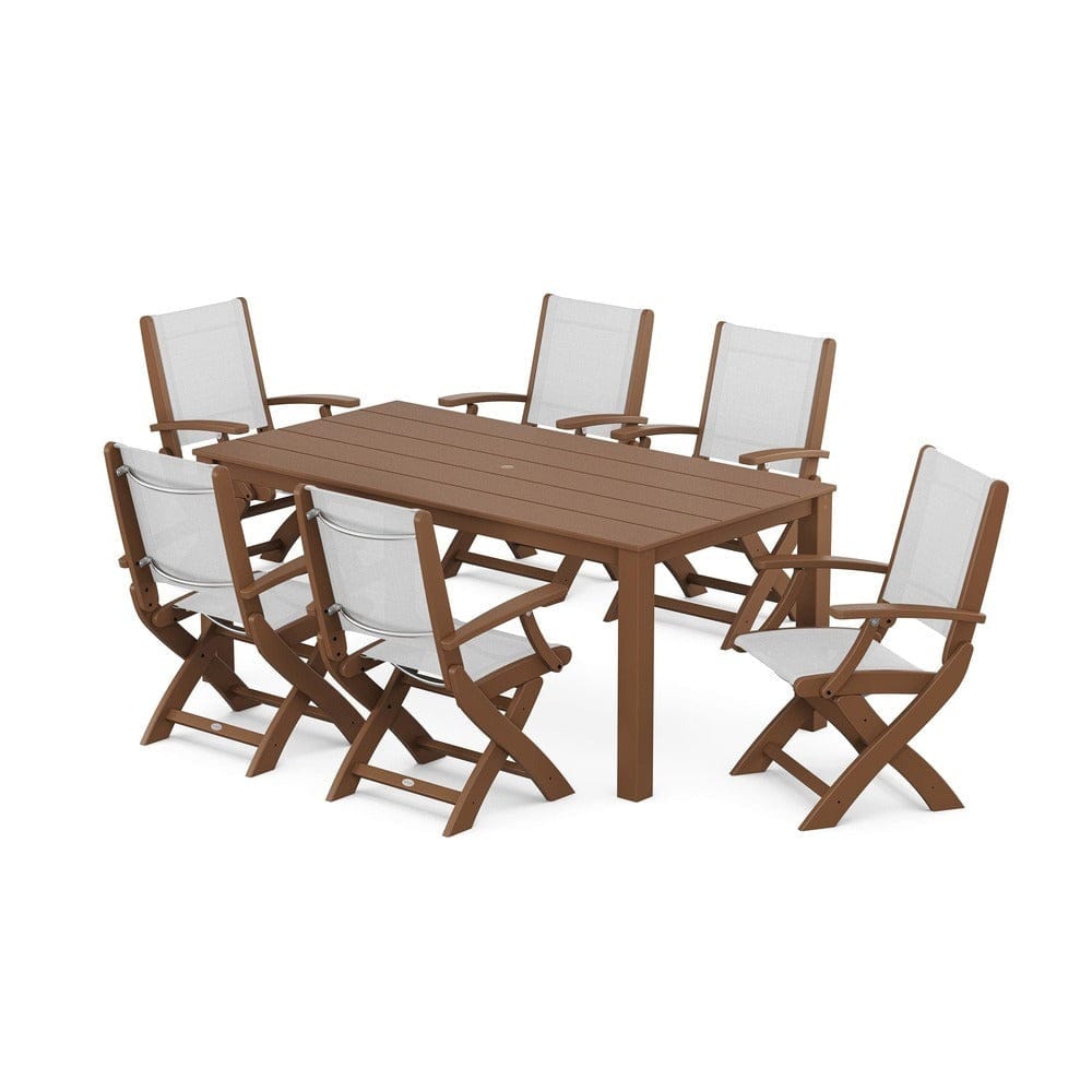 POLYWOOD® - Coastal Folding Chair 7-Piece Parsons Dining Set - PWS2271