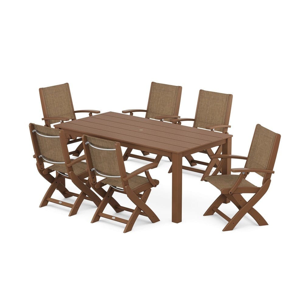 POLYWOOD® - Coastal Folding Chair 7-Piece Parsons Dining Set - PWS2271