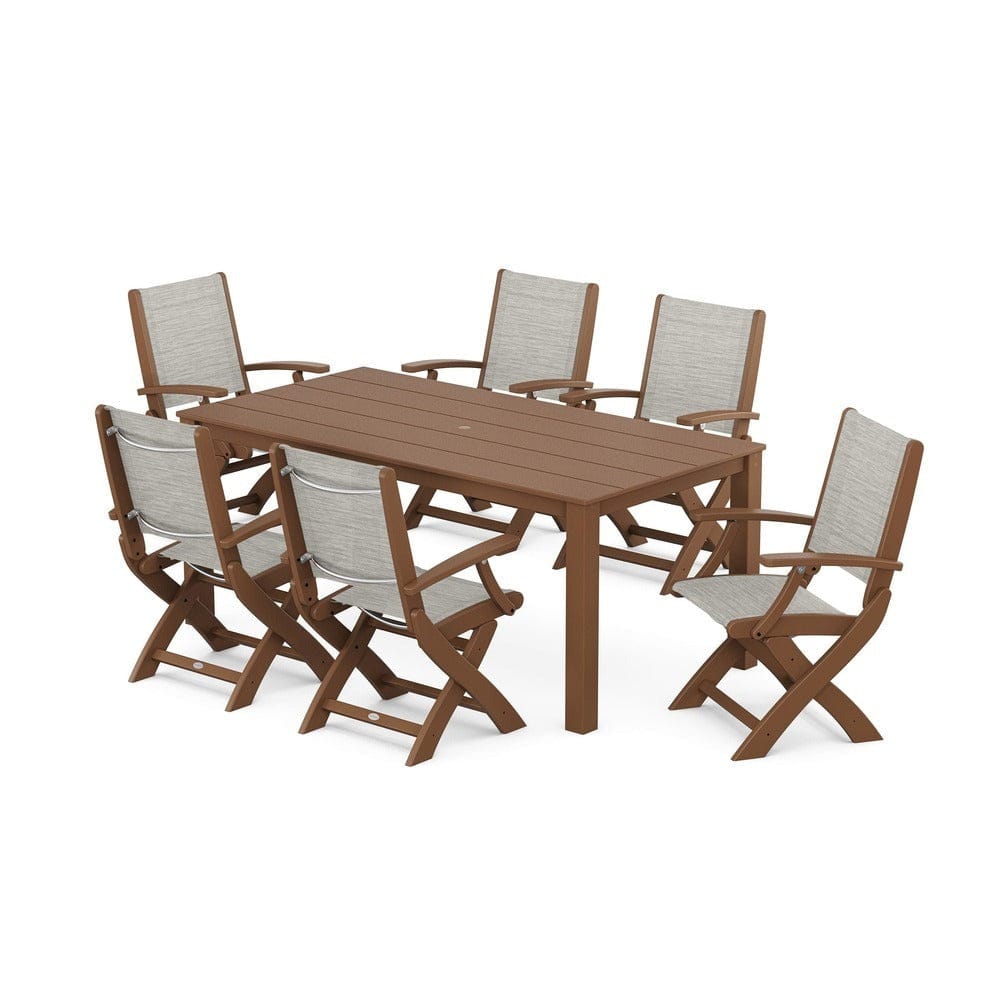 POLYWOOD® - Coastal Folding Chair 7-Piece Parsons Dining Set - PWS2271