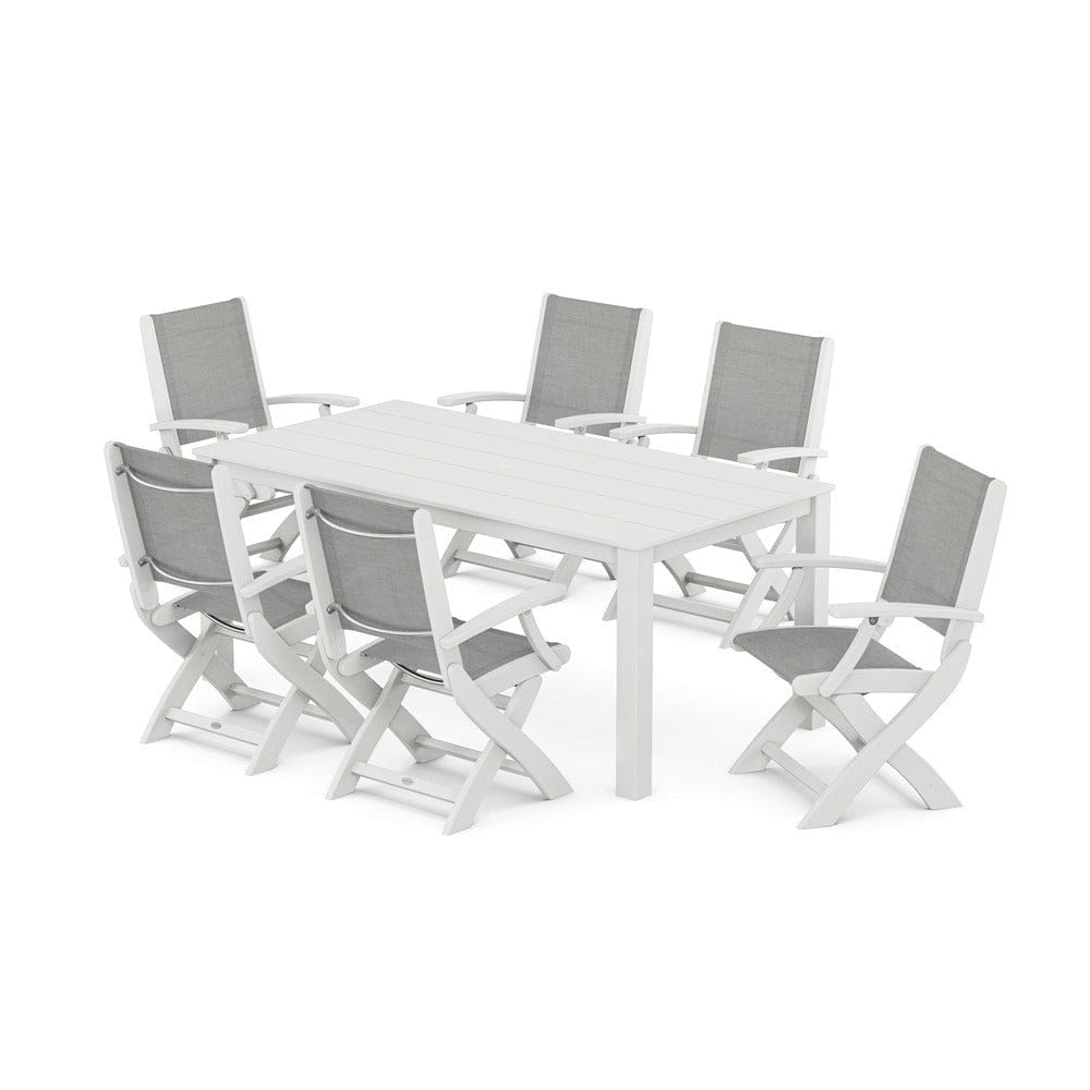 POLYWOOD® - Coastal Folding Chair 7-Piece Parsons Dining Set - PWS2271 Outdoor Furniture POLYWOOD®
