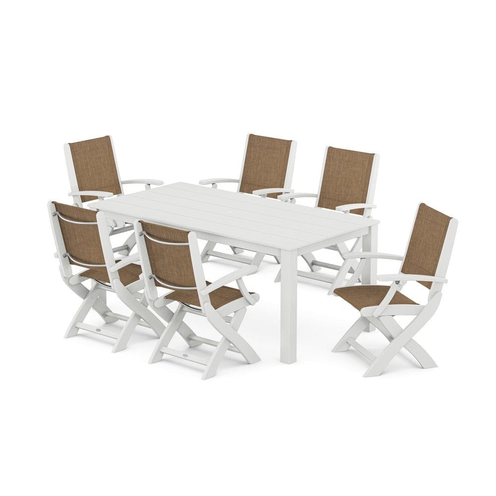 POLYWOOD® - Coastal Folding Chair 7-Piece Parsons Dining Set - PWS2271