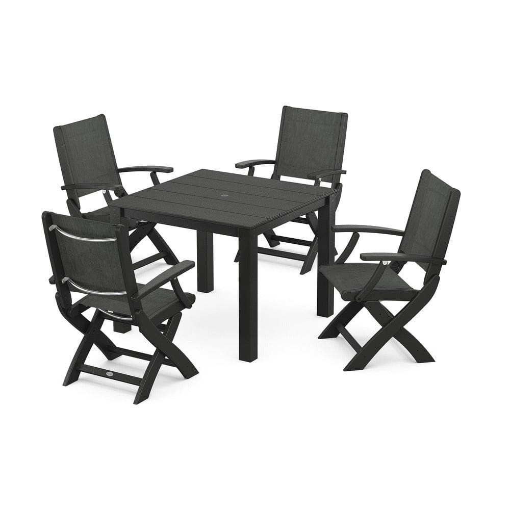 POLYWOOD® - Coastal Folding Chair 5-Piece Parsons Dining Set - PWS2274