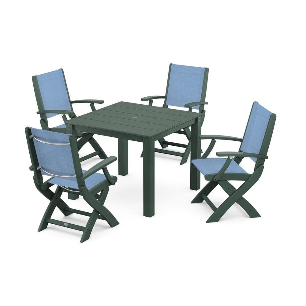 POLYWOOD® - Coastal Folding Chair 5-Piece Parsons Dining Set - PWS2274 Outdoor Furniture POLYWOOD®
