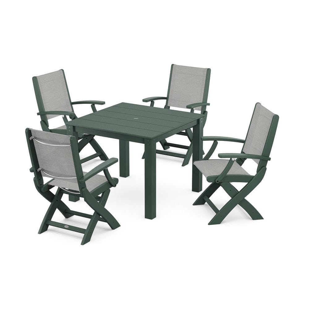 POLYWOOD® - Coastal Folding Chair 5-Piece Parsons Dining Set - PWS2274