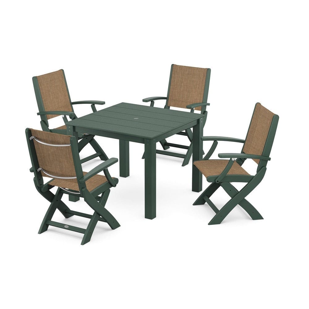 POLYWOOD® - Coastal Folding Chair 5-Piece Parsons Dining Set - PWS2274