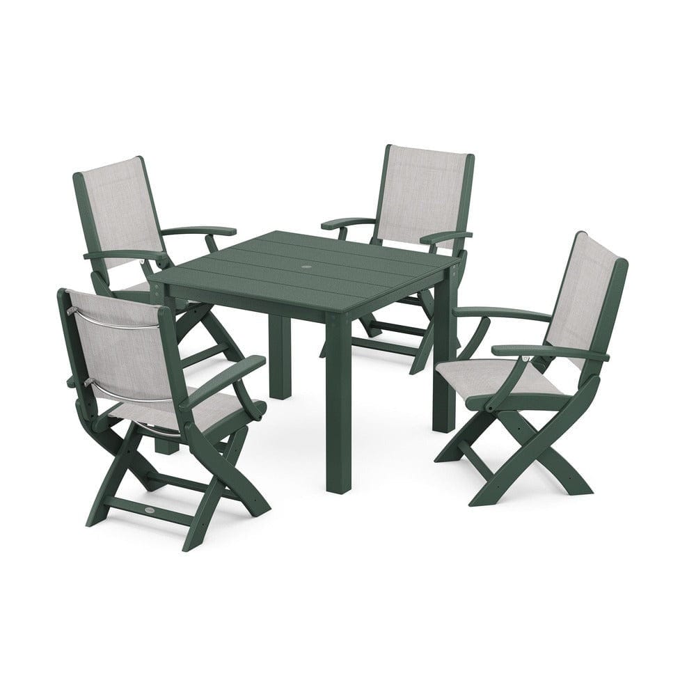 POLYWOOD® - Coastal Folding Chair 5-Piece Parsons Dining Set - PWS2274