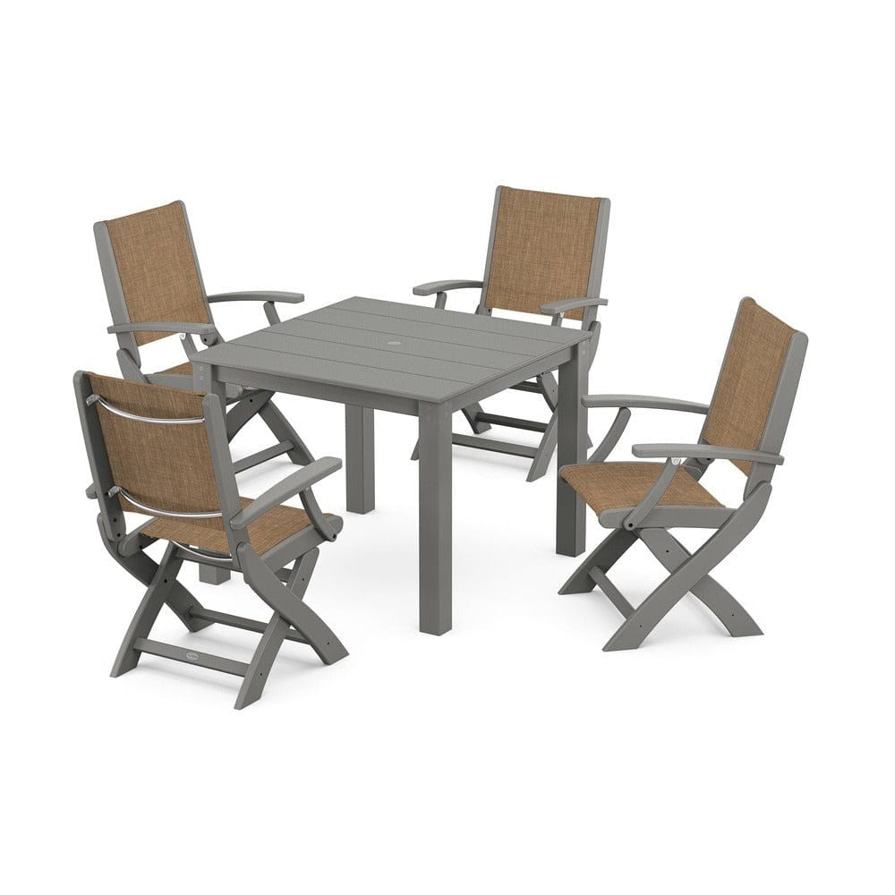 POLYWOOD® - Coastal Folding Chair 5-Piece Parsons Dining Set - PWS2274