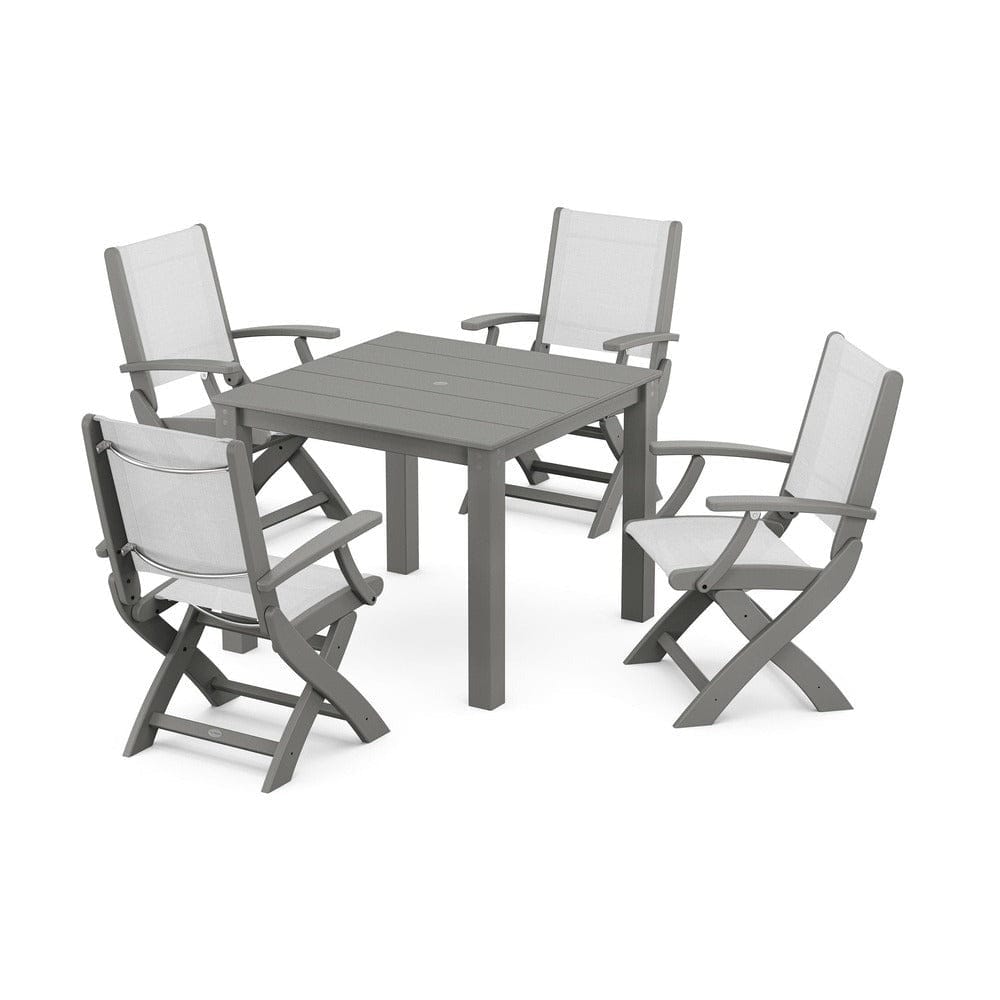 POLYWOOD® - Coastal Folding Chair 5-Piece Parsons Dining Set - PWS2274