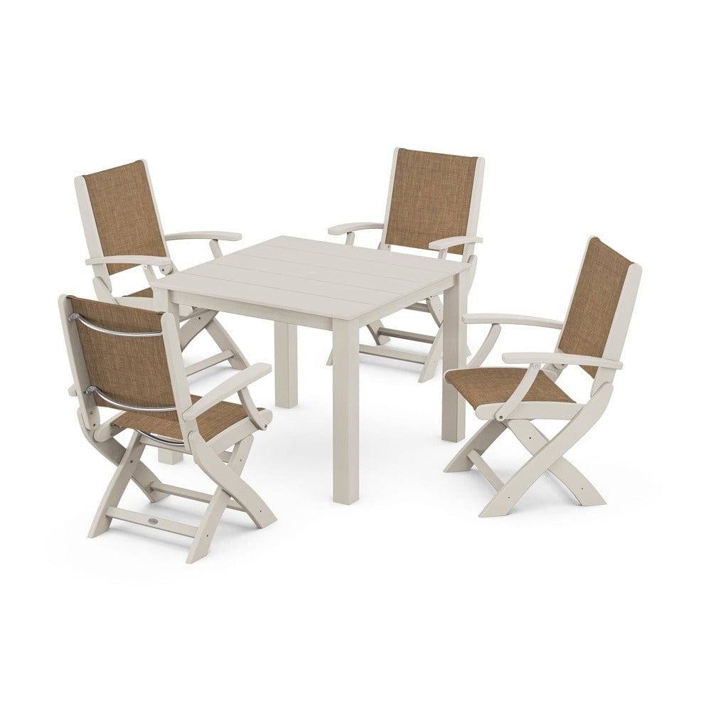 POLYWOOD® - Coastal Folding Chair 5-Piece Parsons Dining Set - PWS2274