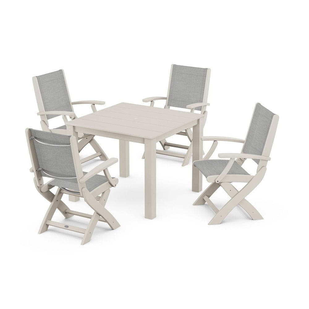 POLYWOOD® - Coastal Folding Chair 5-Piece Parsons Dining Set - PWS2274