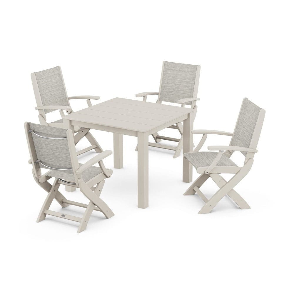POLYWOOD® - Coastal Folding Chair 5-Piece Parsons Dining Set - PWS2274 Outdoor Furniture POLYWOOD®