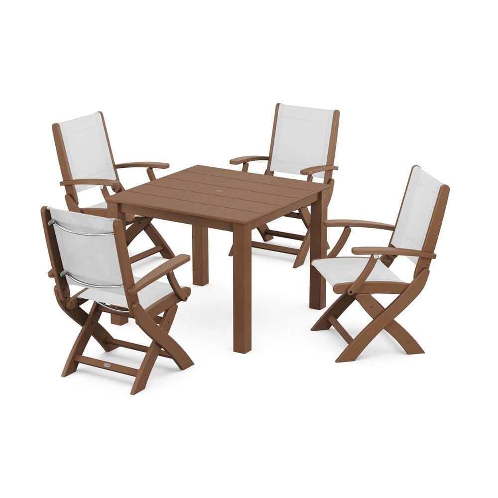 POLYWOOD® - Coastal Folding Chair 5-Piece Parsons Dining Set - PWS2274