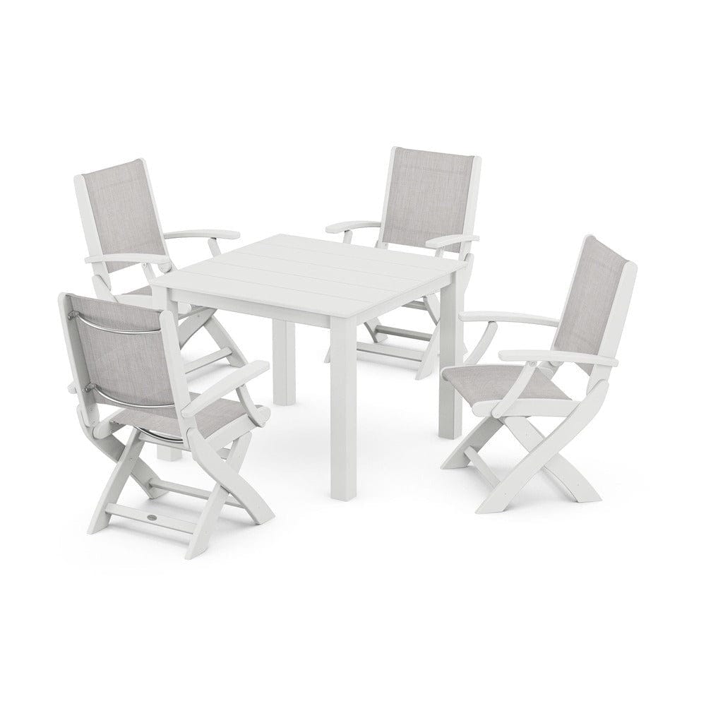 POLYWOOD® - Coastal Folding Chair 5-Piece Parsons Dining Set - PWS2274 Outdoor Furniture POLYWOOD®