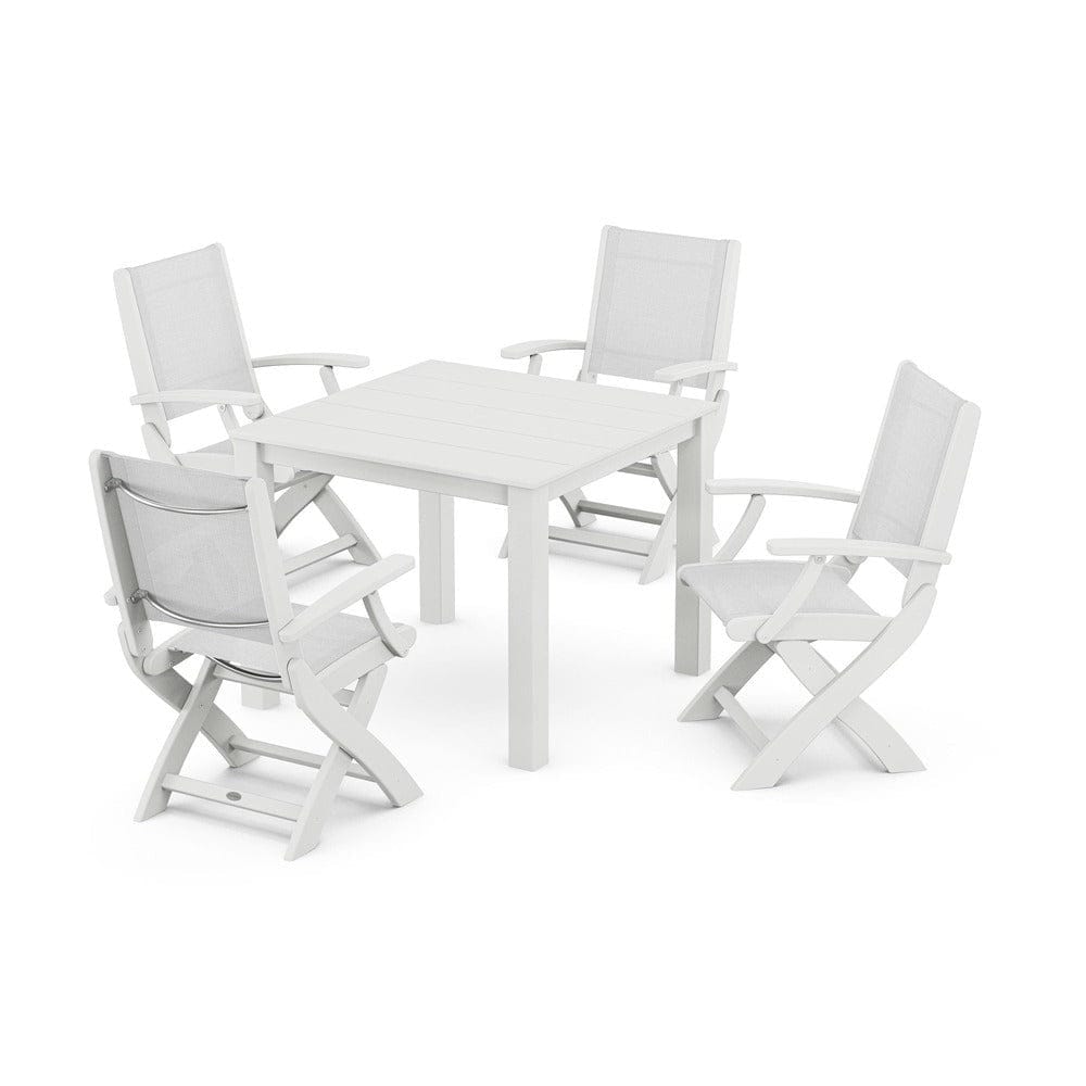 POLYWOOD® - Coastal Folding Chair 5-Piece Parsons Dining Set - PWS2274 Outdoor Furniture POLYWOOD®