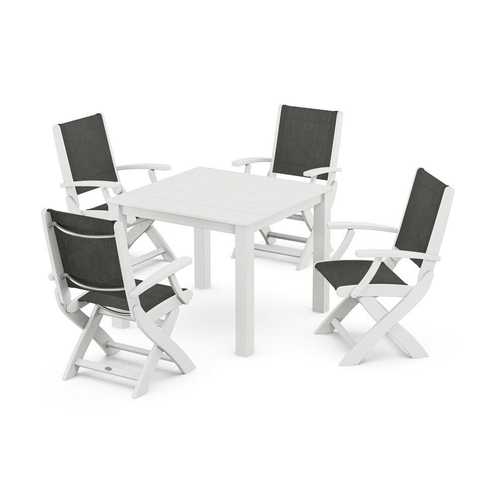 POLYWOOD® - Coastal Folding Chair 5-Piece Parsons Dining Set - PWS2274