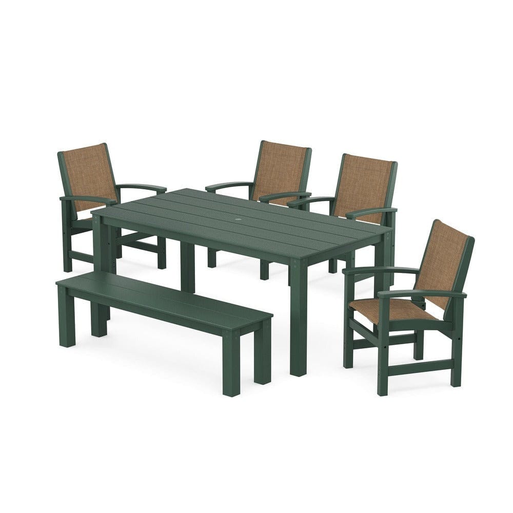 POLYWOOD® - Coastal 6-Piece Parsons Dining Set with Bench - PWS2276 Outdoor Furniture POLYWOOD®
