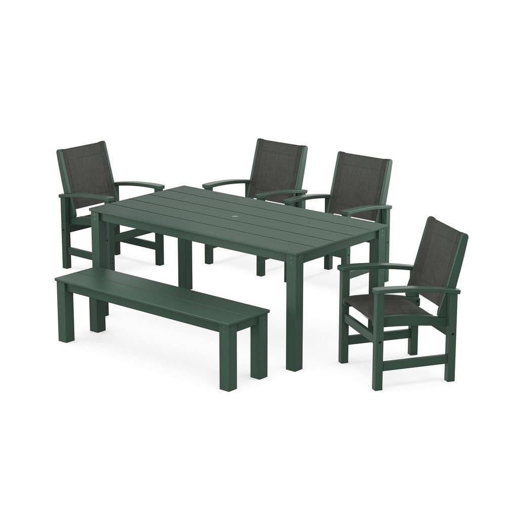POLYWOOD® - Coastal 6-Piece Parsons Dining Set with Bench - PWS2276 Outdoor Furniture POLYWOOD®