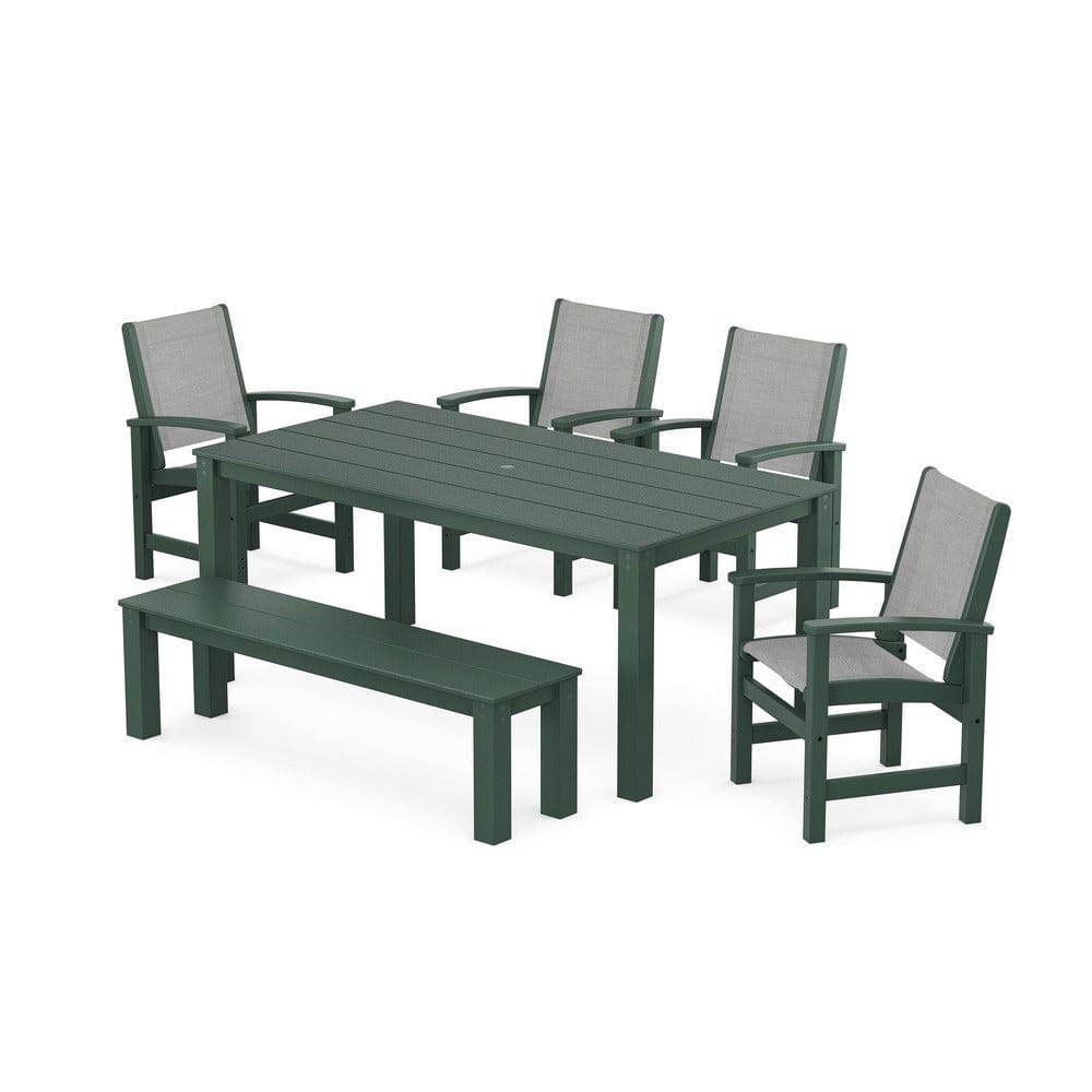 POLYWOOD® - Coastal 6-Piece Parsons Dining Set with Bench - PWS2276 Outdoor Furniture POLYWOOD®