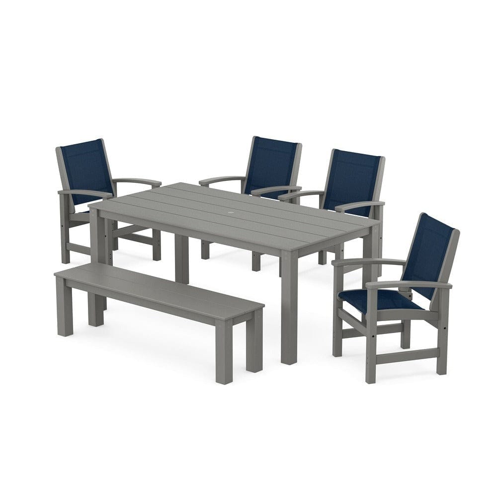 POLYWOOD® - Coastal 6-Piece Parsons Dining Set with Bench - PWS2276 Outdoor Furniture POLYWOOD®