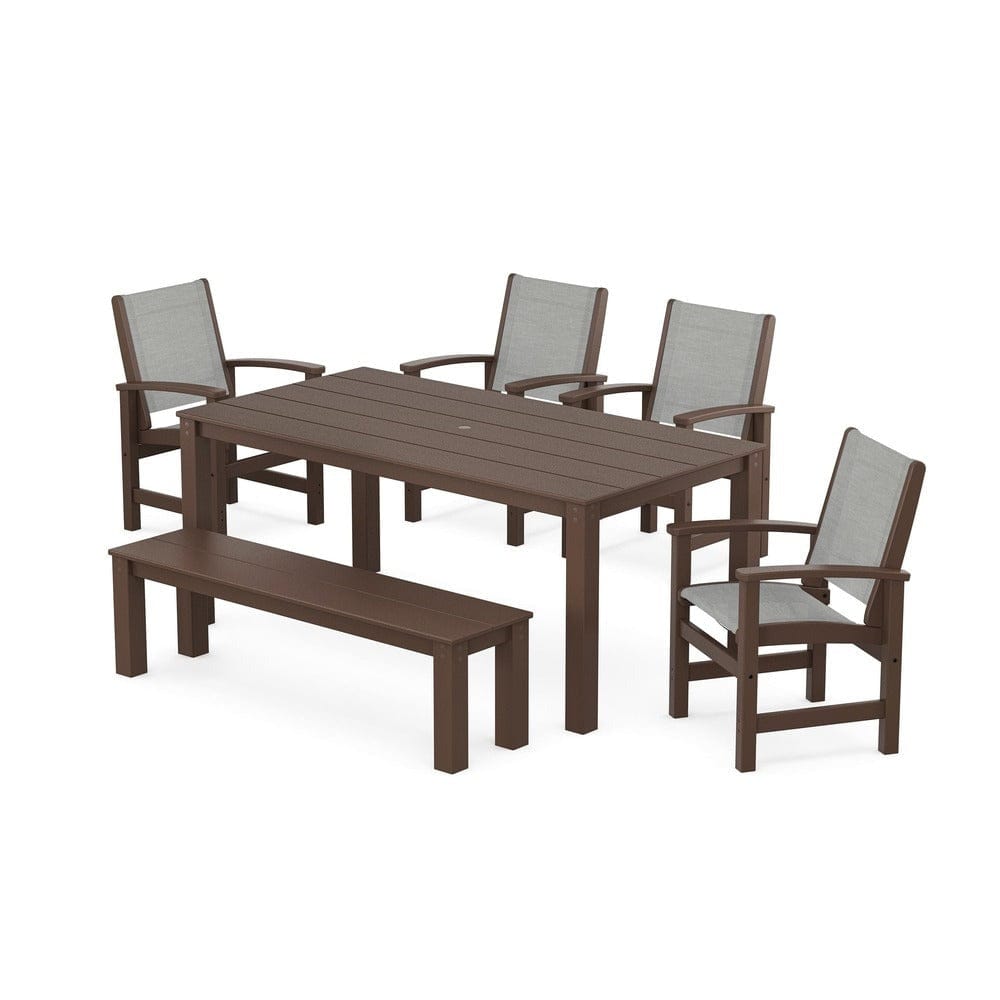 POLYWOOD® - Coastal 6-Piece Parsons Dining Set with Bench - PWS2276 Outdoor Furniture POLYWOOD®