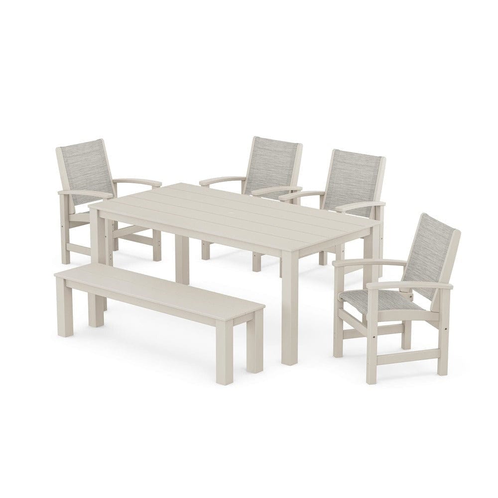 POLYWOOD® - Coastal 6-Piece Parsons Dining Set with Bench - PWS2276 Outdoor Furniture POLYWOOD®