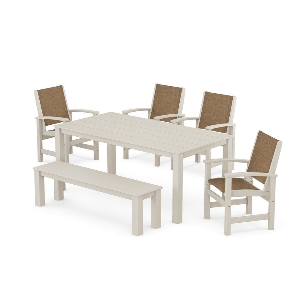 POLYWOOD® - Coastal 6-Piece Parsons Dining Set with Bench - PWS2276 Outdoor Furniture POLYWOOD®