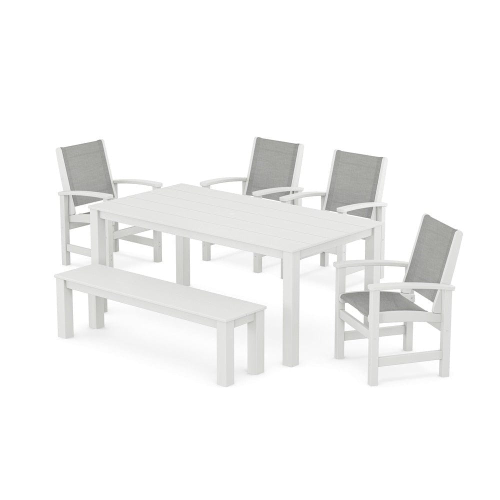 POLYWOOD® - Coastal 6-Piece Parsons Dining Set with Bench - PWS2276 Outdoor Furniture POLYWOOD®