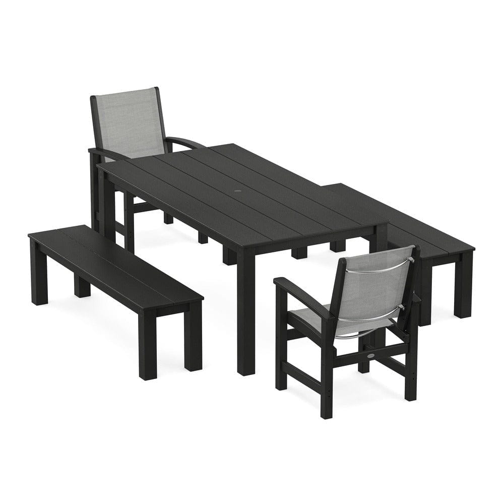 POLYWOOD® - Coastal 5-Piece Parsons Dining Set with Benches - PWS2277