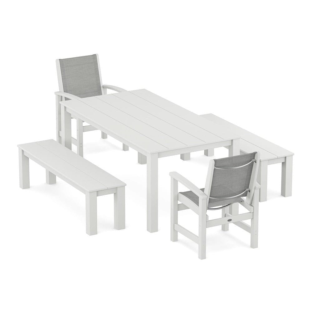 POLYWOOD® - Coastal 5-Piece Parsons Dining Set with Benches - PWS2277
