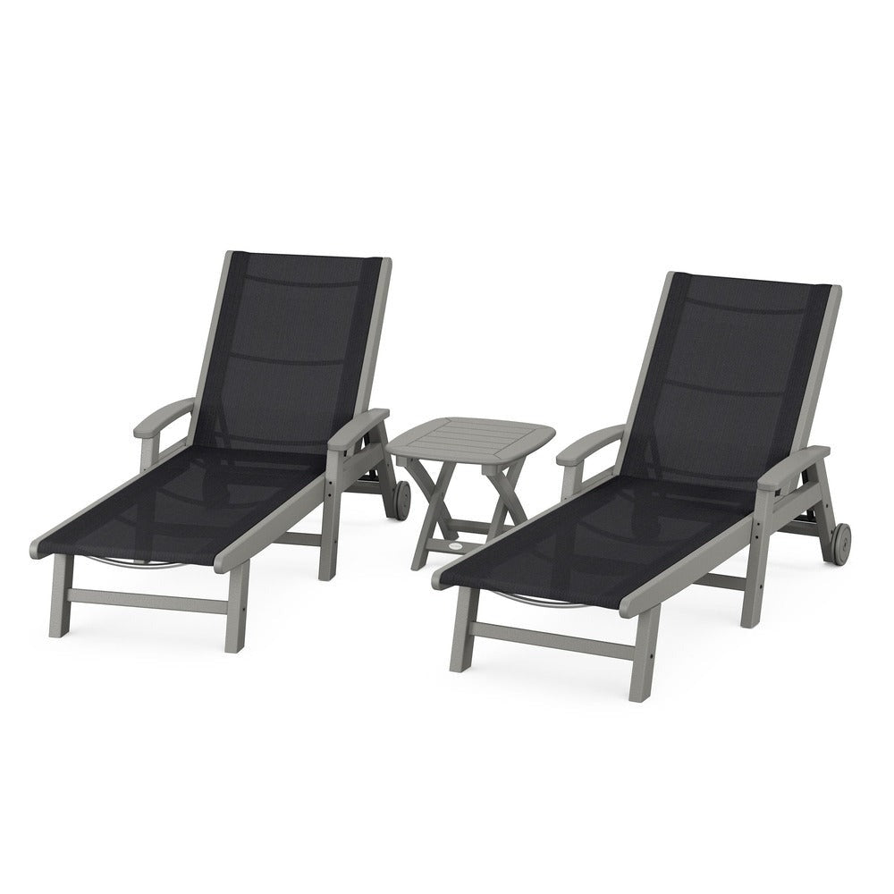 POLYWOOD® - Coastal 3-Piece Wheeled Chaise Set - PWS423 Outdoor Furniture POLYWOOD®