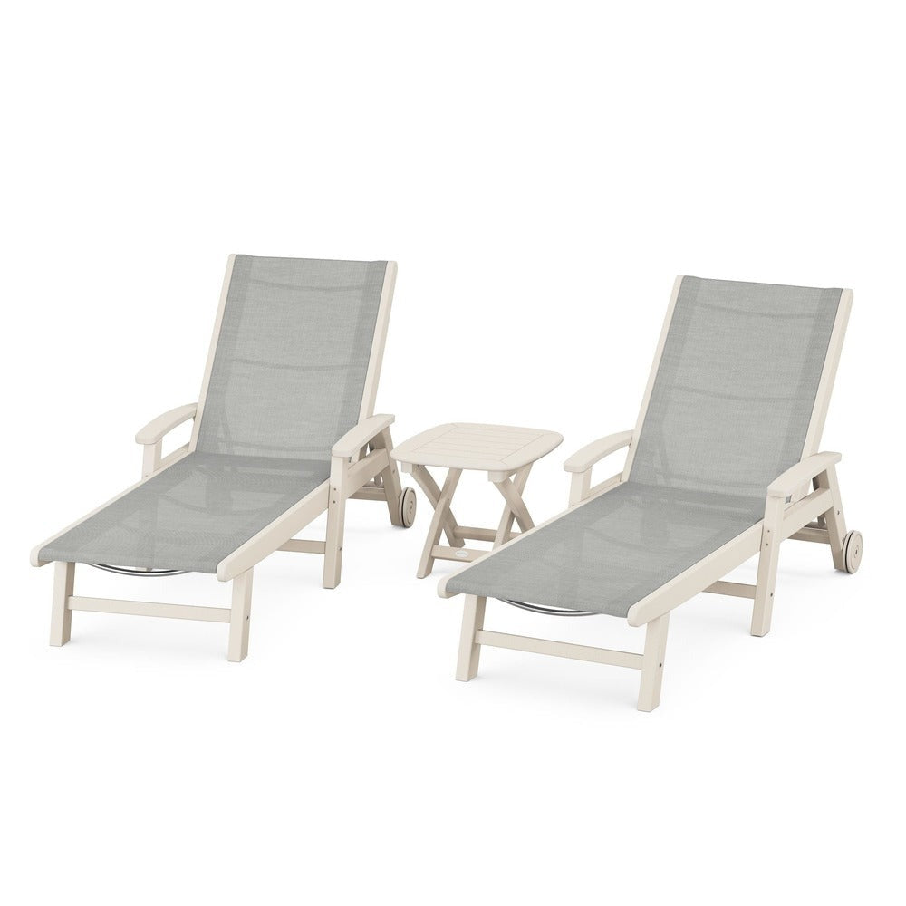 POLYWOOD® - Coastal 3-Piece Wheeled Chaise Set - PWS423 Outdoor Furniture POLYWOOD®