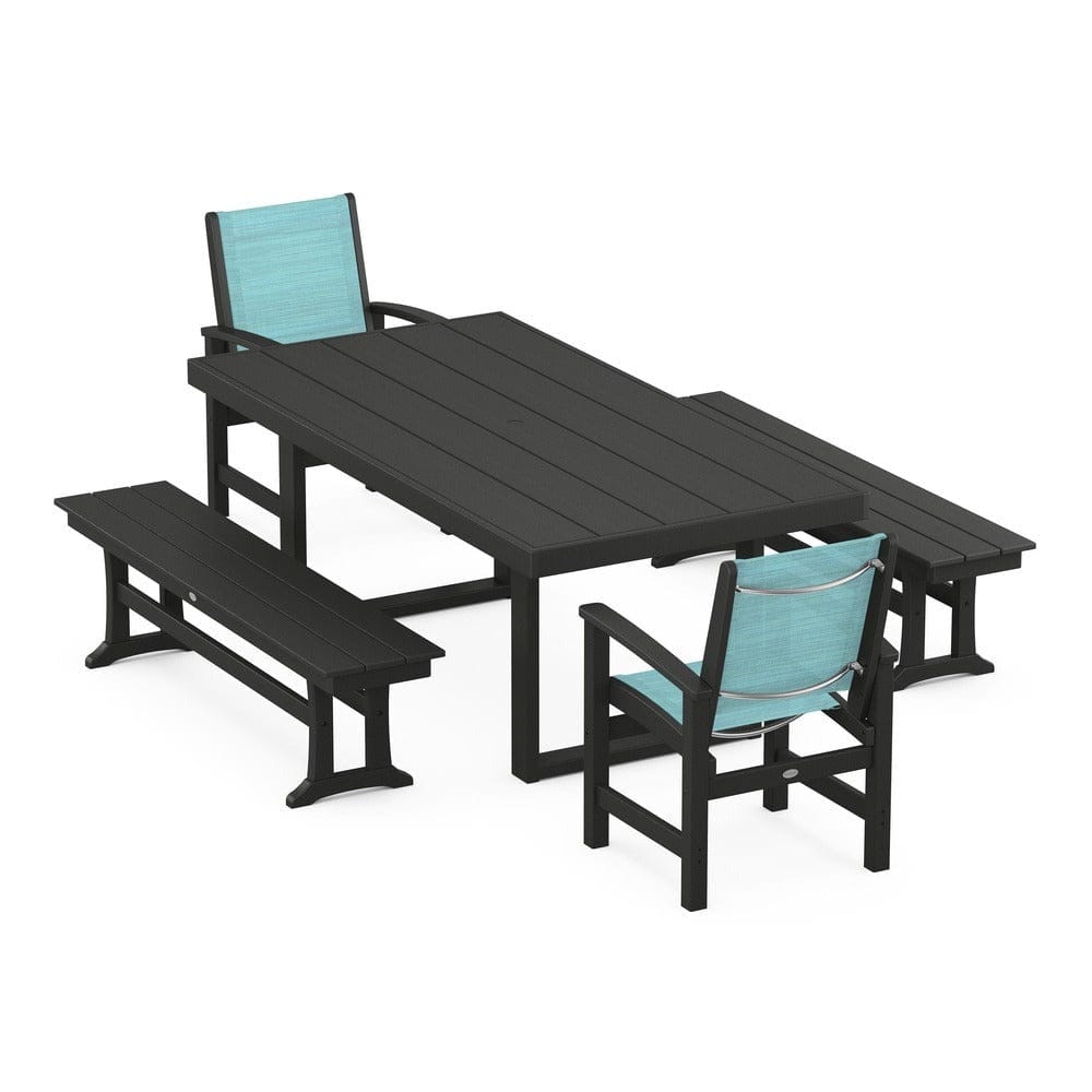 POLYWOOD® - Coastal 5-Piece Dining Set with Trestle Legs - PWS870 Outdoor Furniture POLYWOOD®