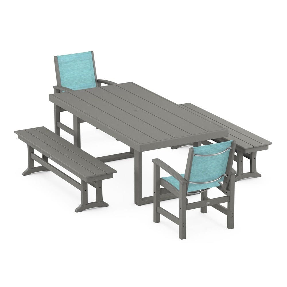 POLYWOOD® - Coastal 5-Piece Dining Set with Trestle Legs - PWS870 Outdoor Furniture POLYWOOD®