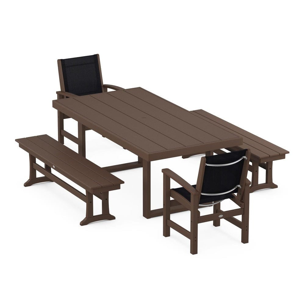 POLYWOOD® - Coastal 5-Piece Dining Set with Trestle Legs - PWS870 Outdoor Furniture POLYWOOD®
