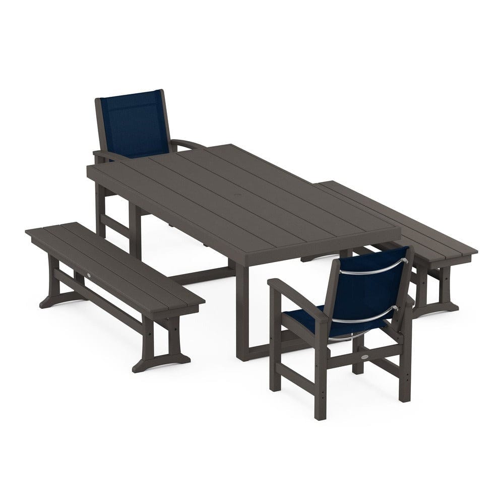 POLYWOOD® - Coastal 5-Piece Dining Set with Trestle Legs - PWS870 Outdoor Furniture POLYWOOD®