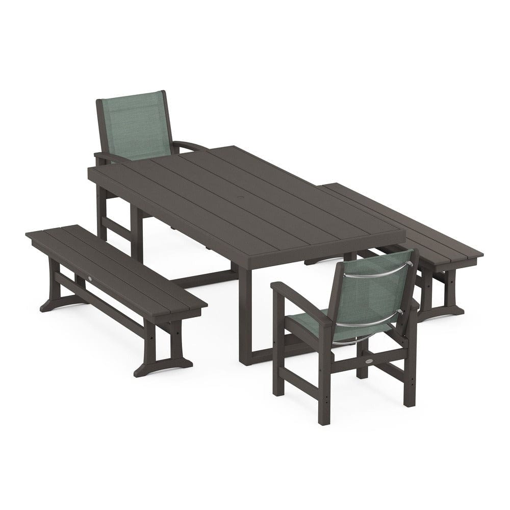 POLYWOOD® - Coastal 5-Piece Dining Set with Trestle Legs - PWS870 Outdoor Furniture POLYWOOD®