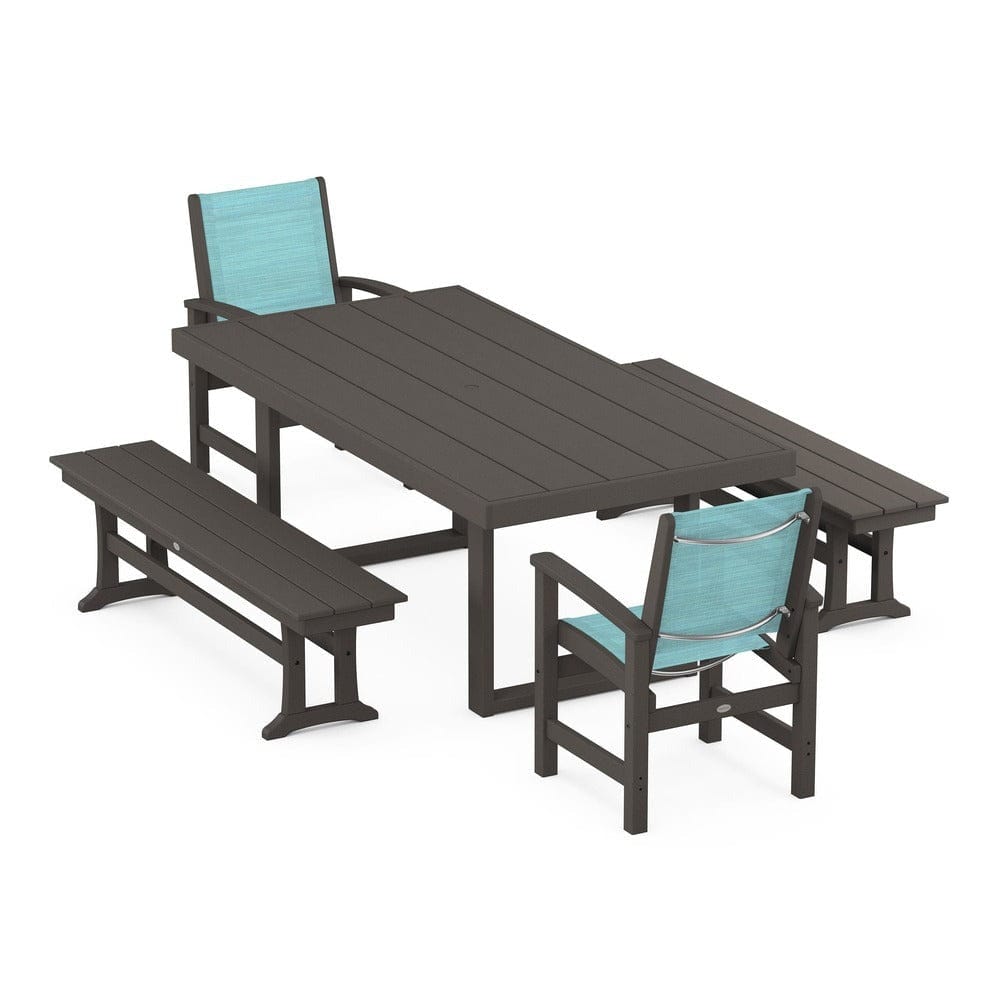 POLYWOOD® - Coastal 5-Piece Dining Set with Trestle Legs - PWS870 Outdoor Furniture POLYWOOD®