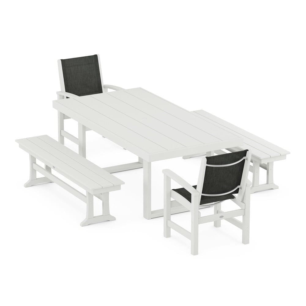 POLYWOOD® - Coastal 5-Piece Dining Set with Trestle Legs - PWS870 Outdoor Furniture POLYWOOD®